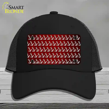 Red White Anchor Oil Rubbed Novelty License Plate Hat Mesh / Black