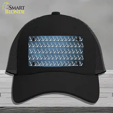 Light Blue White Anchor Oil Rubbed Novelty License Plate Hat Mesh / Black