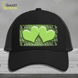 Lime Green White Anchor Hearts Oil Rubbed Novelty License Plate Hat Mesh / Black