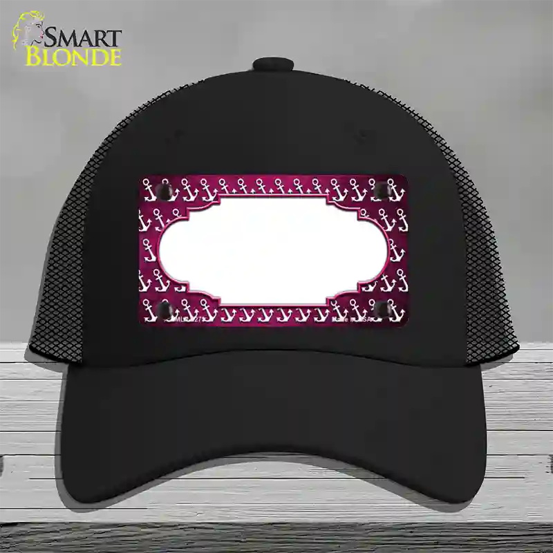 Pink White Anchor Scallop Oil Rubbed Novelty License Plate Hat Mesh / Black