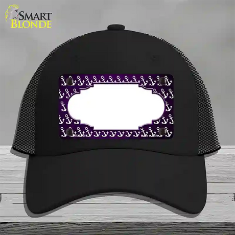 Purple White Anchor Scallop Oil Rubbed Novelty License Plate Hat Mesh / Black