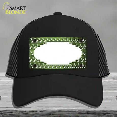 Lime Green White Anchor Scallop Oil Rubbed Novelty License Plate Hat Mesh / Black