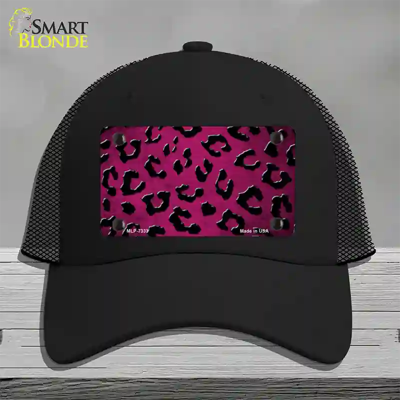 Pink Black Cheetah Oil Rubbed Novelty License Plate Hat Mesh / Black