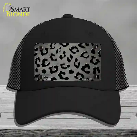 Gray Black Cheetah Oil Rubbed Novelty License Plate Hat Mesh / Black