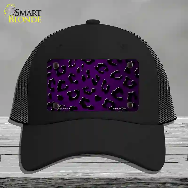 Purple Black Cheetah Oil Rubbed Novelty License Plate Hat Mesh / Black