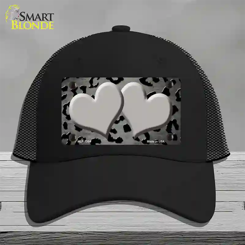 Gray Black Cheetah Hearts Oil Rubbed Novelty License Plate Hat Mesh / Black