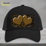 Brown Black Cheetah Hearts Oil Rubbed Novelty License Plate Hat Mesh / Black