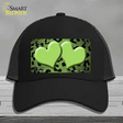 Lime Green Black Cheetah Hearts Oil Rubbed Novelty License Plate Hat Mesh / Black