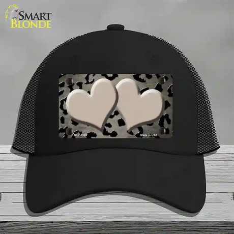 Tan Black Cheetah Hearts Oil Rubbed Novelty License Plate Hat Mesh / Black