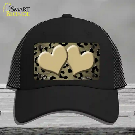 Gold Black Cheetah Hearts Oil Rubbed Novelty License Plate Hat Mesh / Black