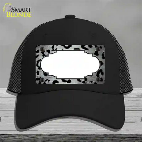 White Black Cheetah Scallop Oil Rubbed Novelty License Plate Hat Mesh / Black