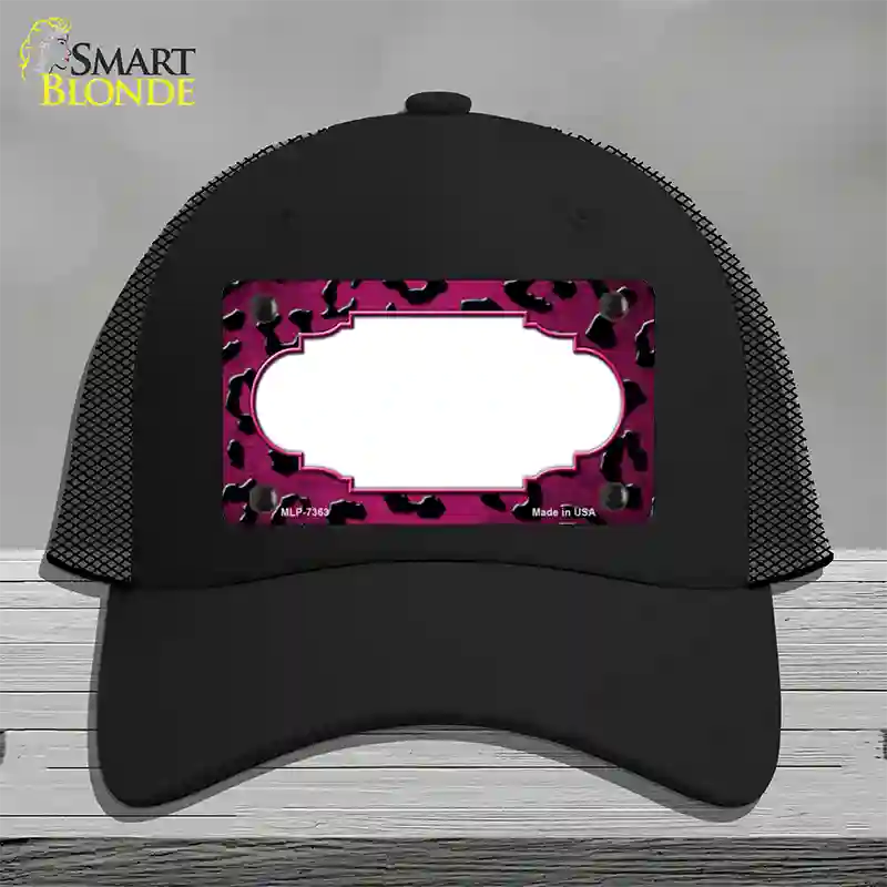 Pink Black Cheetah Scallop Oil Rubbed Novelty License Plate Hat Mesh / Black