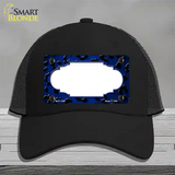 Blue Black Cheetah Scallop Oil Rubbed Novelty License Plate Hat Mesh / Black