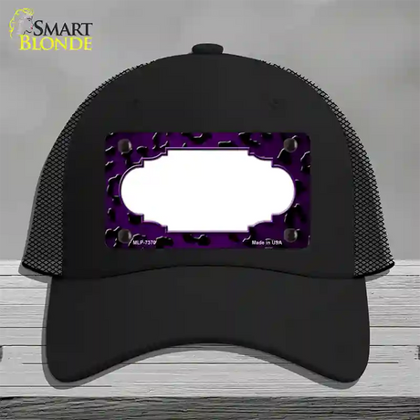 Purple Black Cheetah Scallop Oil Rubbed Novelty License Plate Hat Mesh / Black