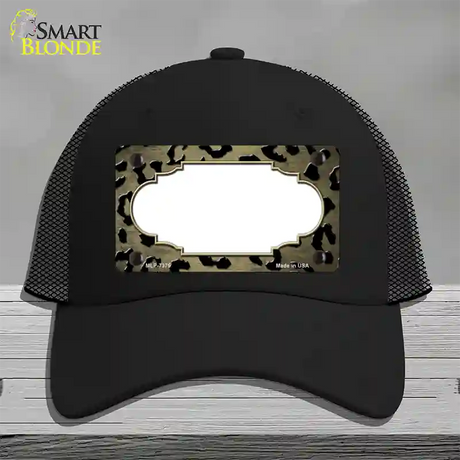 Gold Black Cheetah Scallop Oil Rubbed Novelty License Plate Hat Mesh / Black