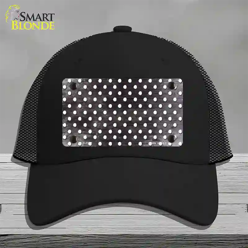 Black White Small Dots Oil Rubbed Novelty License Plate Hat Mesh / Black