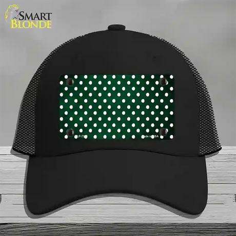 Green White Small Dots Oil Rubbed Novelty License Plate Hat Mesh / Black