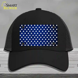 Blue White Small Dots Oil Rubbed Novelty License Plate Hat Mesh / Black