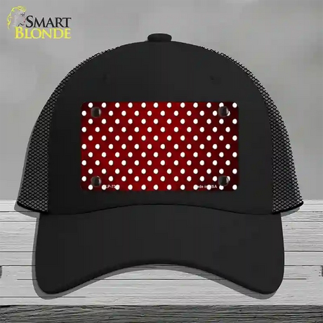 Red White Small Dots Oil Rubbed Novelty License Plate Hat Mesh / Black