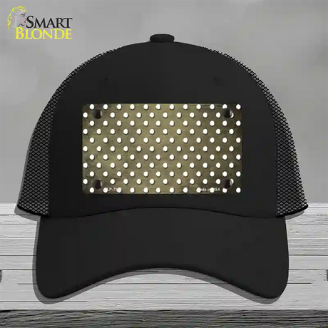 Gold White Small Dots Oil Rubbed Novelty License Plate Hat Mesh / Black