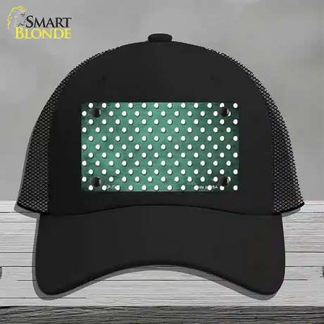 Mint White Small Dots Oil Rubbed Novelty License Plate Hat Mesh / Black