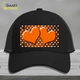 Orange White Small Dots Hearts Oil Rubbed Novelty License Plate Hat Mesh / Black