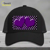 Purple White Small Dots Hearts Oil Rubbed Novelty License Plate Hat Mesh / Black