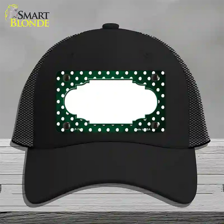 Green White Small Dots Scallop Oil Rubbed Novelty License Plate Hat Mesh / Black