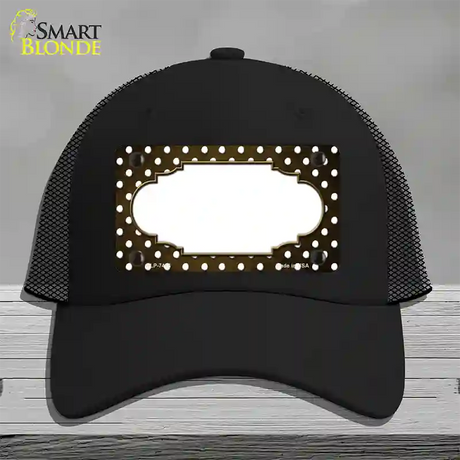 Brown White Small Dots Scallop Oil Rubbed Novelty License Plate Hat Mesh / Black