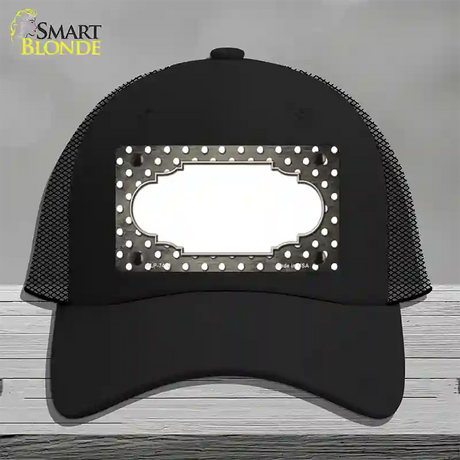 Tan White Small Dots Scallop Oil Rubbed Novelty License Plate Hat Mesh / Black