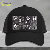 Black White Paw Oil Rubbed Novelty License Plate Hat Mesh / Black