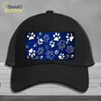 Blue White Paw Oil Rubbed Novelty License Plate Hat Mesh / Black