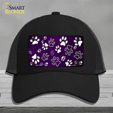 Purple White Paw Oil Rubbed Novelty License Plate Hat Mesh / Black