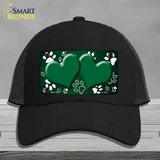 Paw Heart Green White Novelty License Plate Hat Mesh / Black