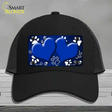 Paw Heart Blue White Novelty License Plate Hat Mesh / Black