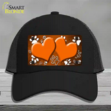 Paw Heart Orange White Novelty License Plate Hat Mesh / Black