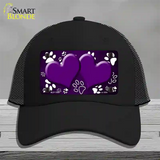 Paw Heart Purple White Novelty License Plate Hat Mesh / Black