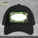 Paw Scallop Lime Green White Novelty License Plate Hat Mesh / Black