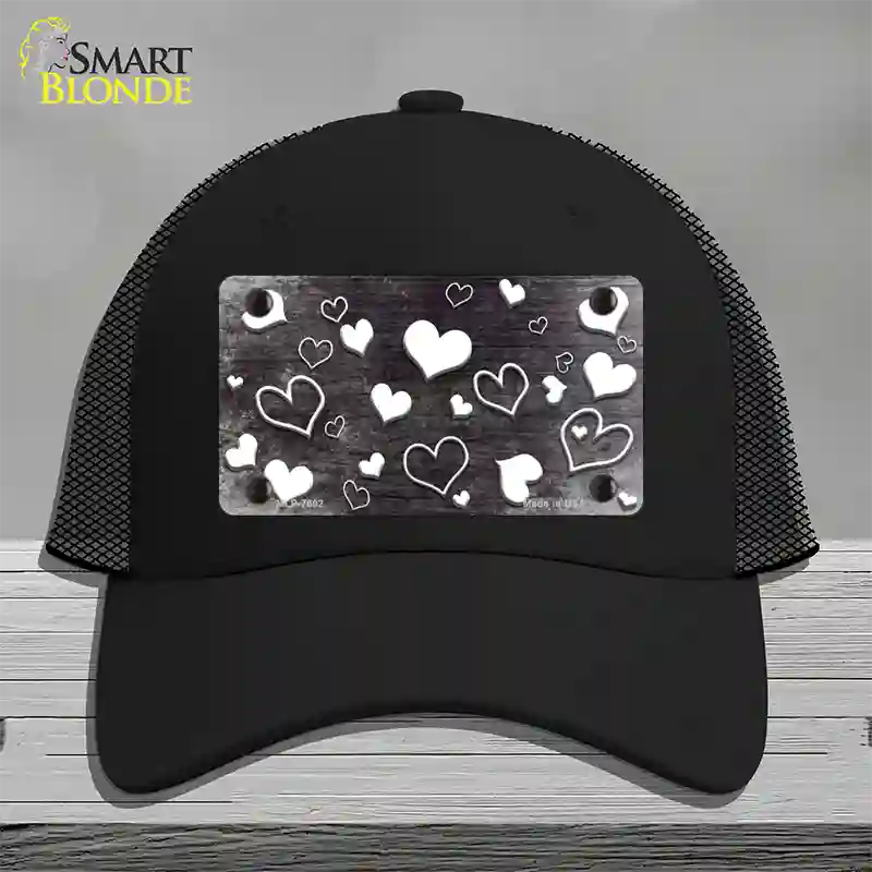 Black White Love Oil Rubbed Novelty License Plate Hat Mesh / Black