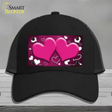 Pink White Love Hearts Oil Rubbed Novelty License Plate Hat Mesh / Black