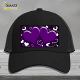 Purple White Love Hearts Oil Rubbed Novelty License Plate Hat Mesh / Black