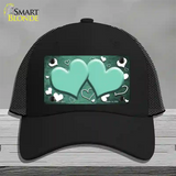 Mint White Love Hearts Oil Rubbed Novelty License Plate Hat Mesh / Black