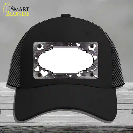 Black White Love Scallop Oil Rubbed Novelty License Plate Hat Mesh / Black