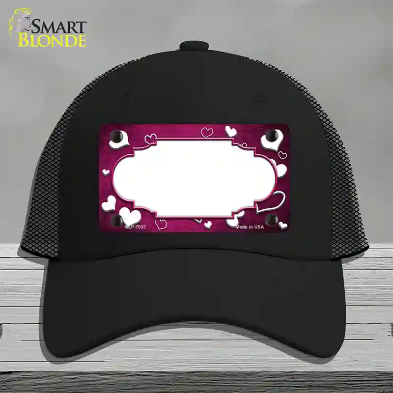 Pink White Love Scallop Oil Rubbed Novelty License Plate Hat Mesh / Black