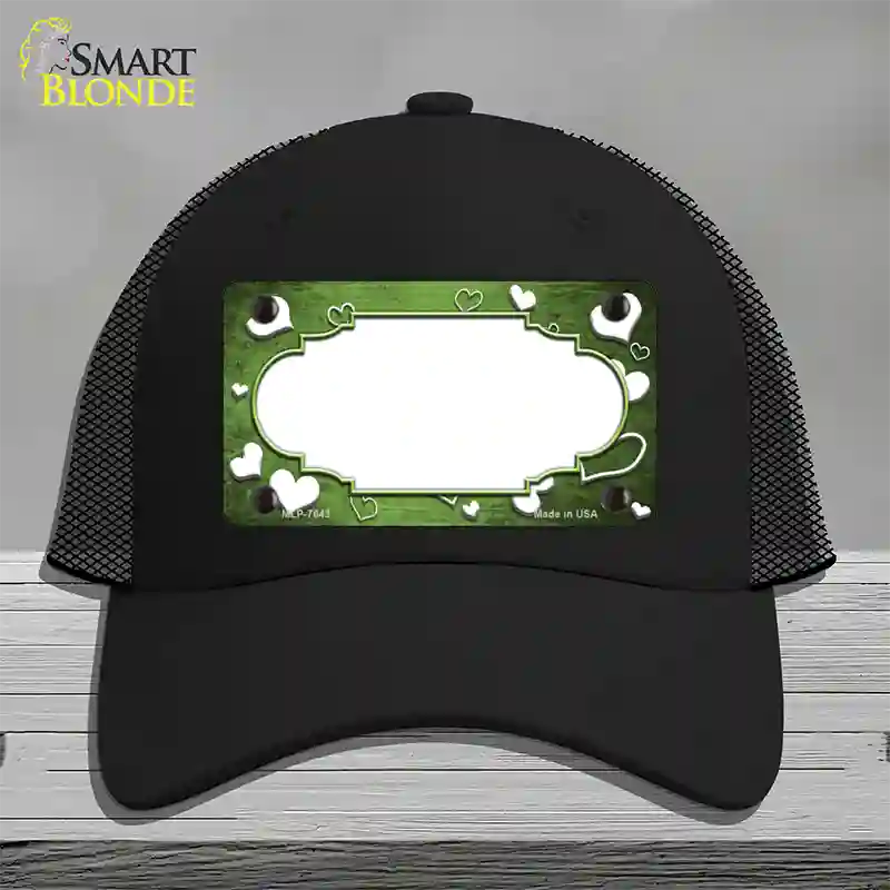 Lime Green White Love Scallop Oil Rubbed Novelty License Plate Hat Mesh / Black