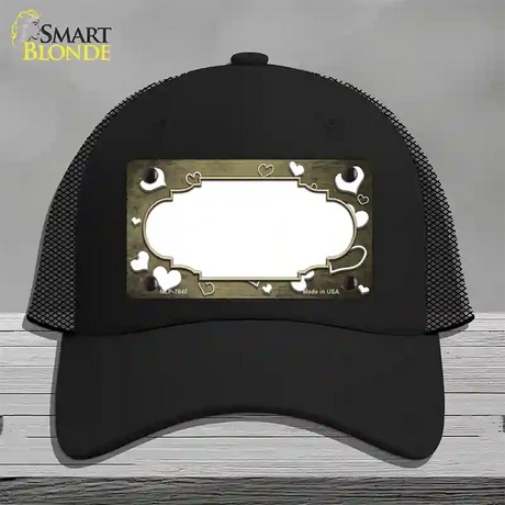 Gold White Love Scallop Oil Rubbed Novelty License Plate Hat Mesh / Black