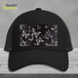 Black White Butterfly Oil Rubbed Novelty License Plate Hat Mesh / Black