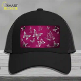 Pink White Butterfly Oil Rubbed Novelty License Plate Hat Mesh / Black