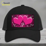 Pink White Hearts Butterfly Oil Rubbed Novelty License Plate Hat Mesh / Black