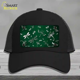 Green White Dragonfly Oil Rubbed Novelty License Plate Hat Mesh / Black